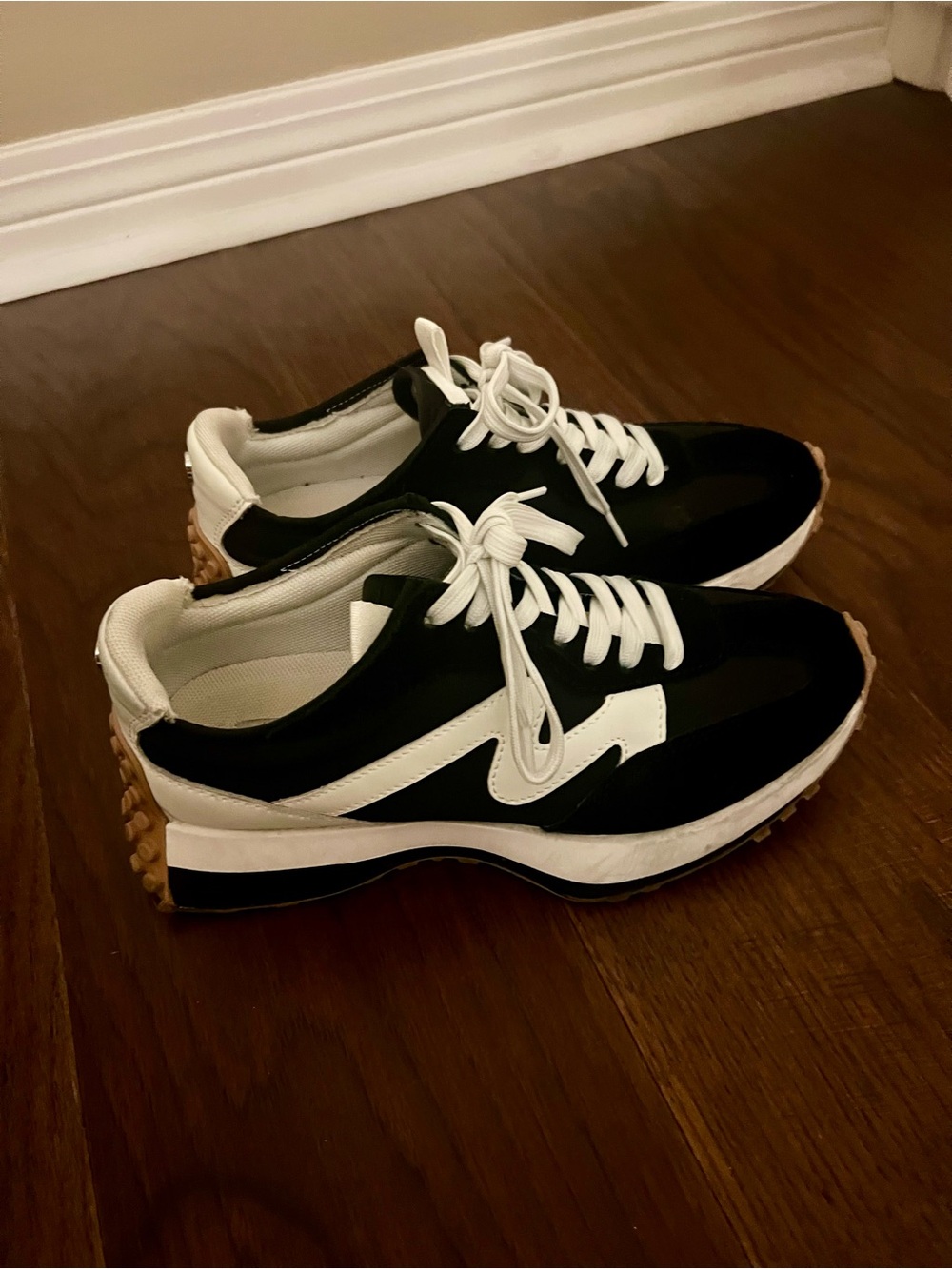 Steve Madden Black and White Platform Sneakers
